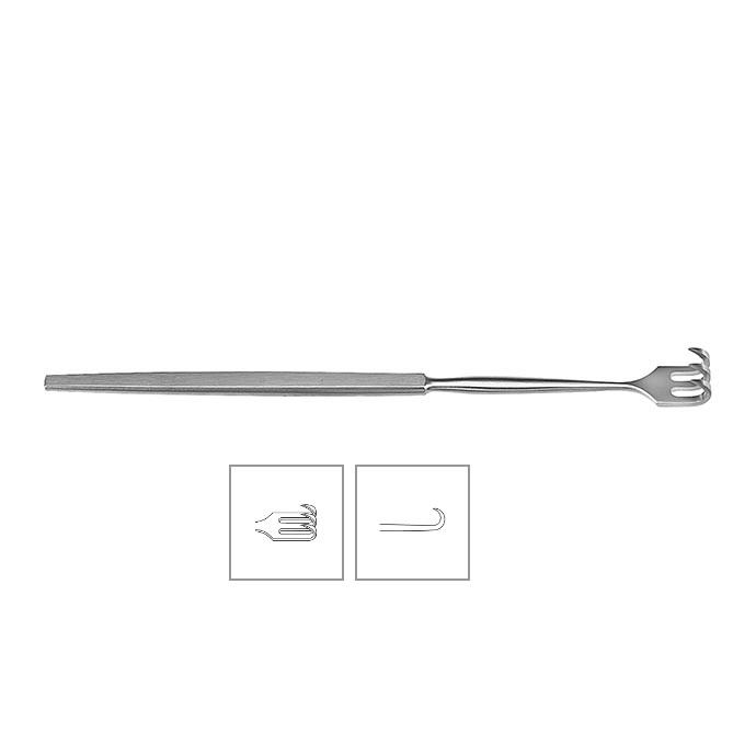 Гачок; 3 зубчики; гострий; вузький згин; 16,5см. Tontarra Medizintechnik GmbH